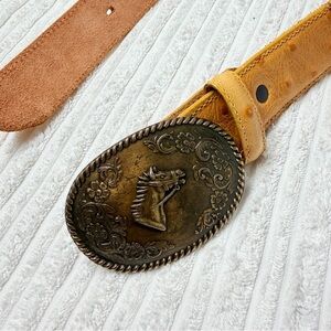Tony Lama Tan Leather Western Belt With Western Buckle